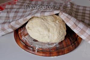 Получается эластичное мягкое тесто. Тесто накроем чистой салфеткой и отложим пока займёмся начинкой (примерно минут 15).
