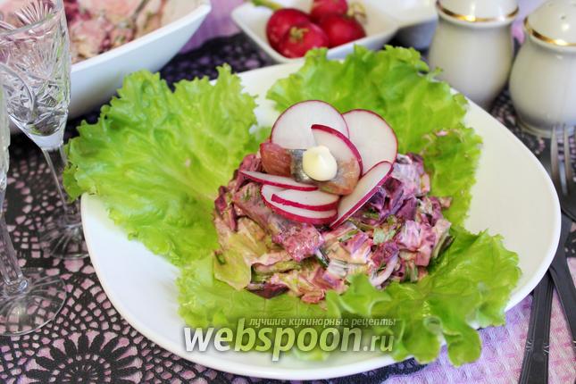Фото Салат из свёклы с селёдкой и зеленью