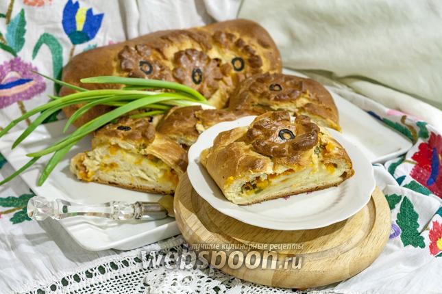 Фото Кулебяка с тыквой и зелёным луком