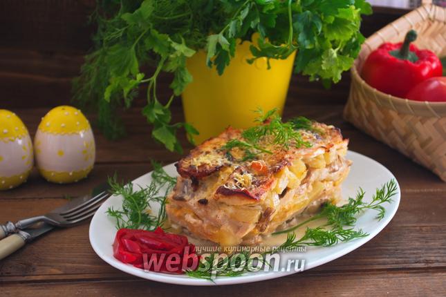 Рецепт Мясной торт с ананасами и грибами
