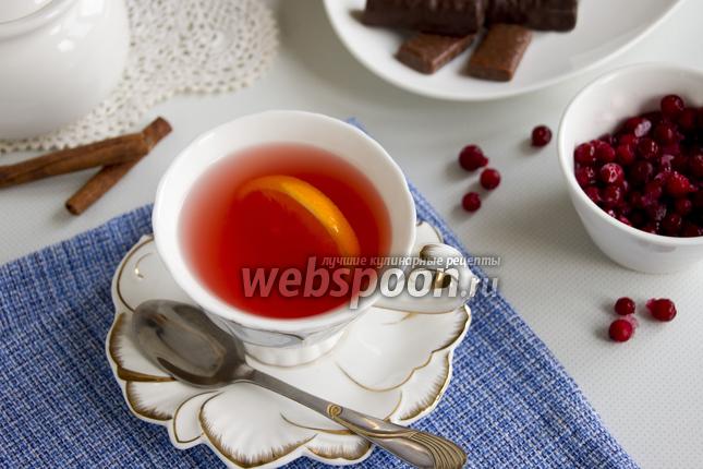 Фото Зелёный чай с апельсином и брусникой