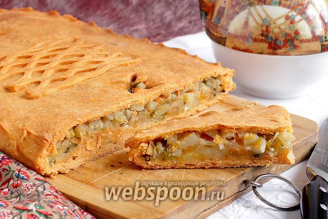 Фото Постный картофельный пирог на томатном тесте