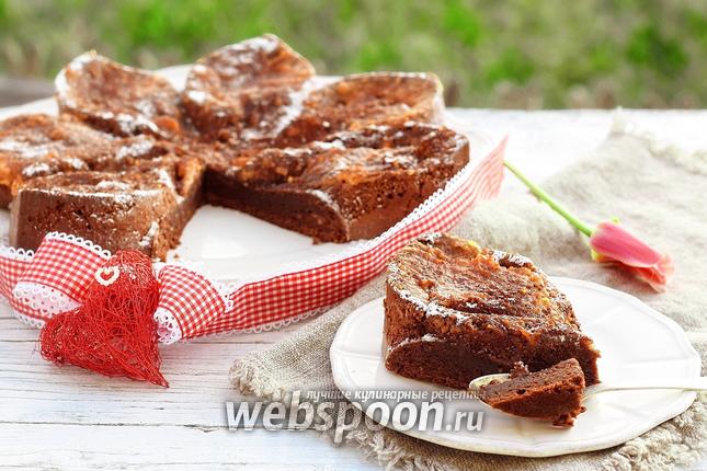 Фото Мокрый шоколадный кухен с апельсиновым курдом