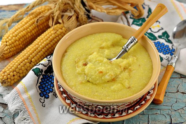 Фото Кукурузная каша с картофелем и жареным луком