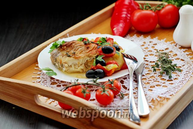 Фото Морской окунь с овощами в духовке