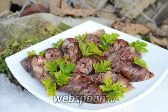 Фото Колбаса из куриных сердечек