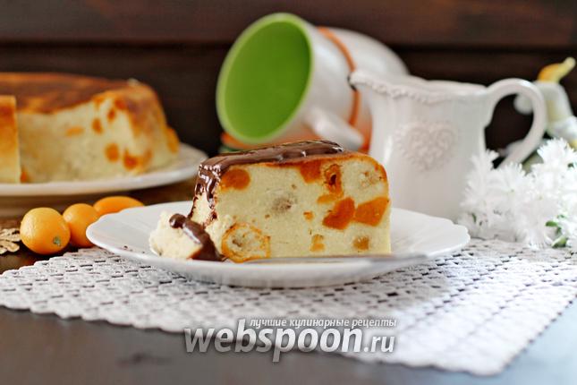 Фото Творожная запеканка с кумкватом и курагой в мультиварке