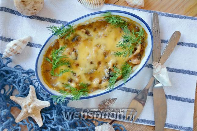 Фото Кальмар запечённый с шампиньонами в шампанском