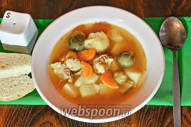 Фото Суп с брюссельской капустой и тушёнкой