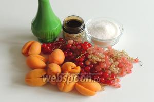 Подготовим ингредиенты: смородина красная (розовая, белая), желирующий сахар и обычный сахар, абрикосы, ванильная паста, лаймовый сок.