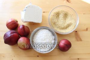 Для приготовления потребуется булгур, нектарин, кокосовая стружка, корица молотая (по желанию), мороженое.