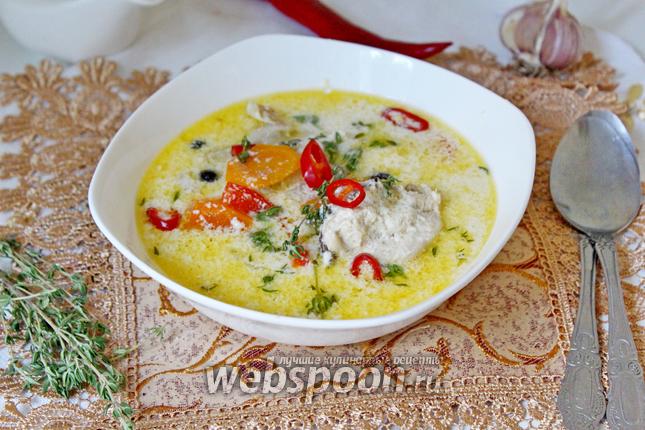 Рецепт Сливочный суп с курицей и овощами