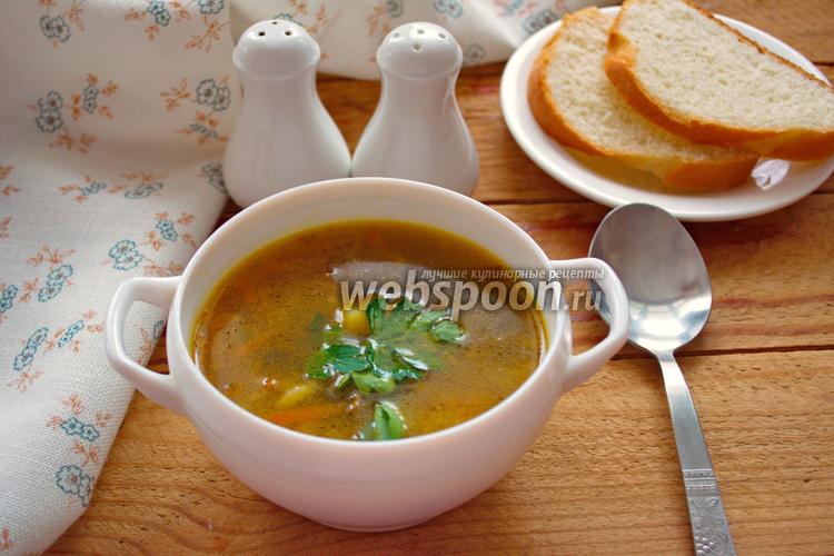 Фото Суп с пастой орзо и грибами