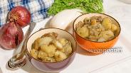 Фото рецепта Картофель тушёный со свининой и белым баклажаном