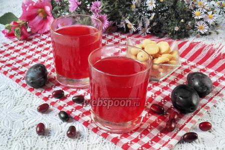 Фото рецепта Компот из кизила и слив