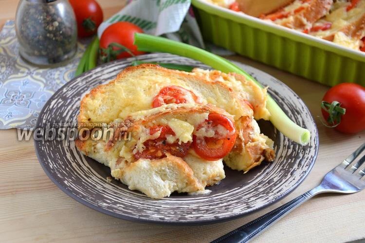 Фото Хлебная запеканка с сыром и помидорами