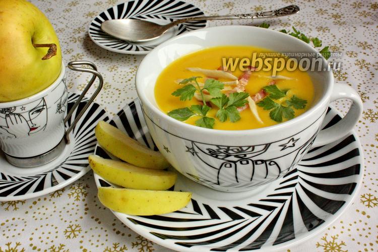 Фото Овощной крем-суп с беконом и хреном