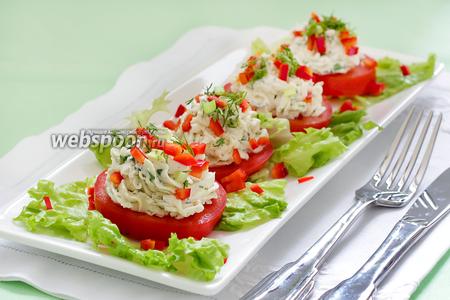 Фото рецепта Закуска из помидор с творожным сыром и зеленью