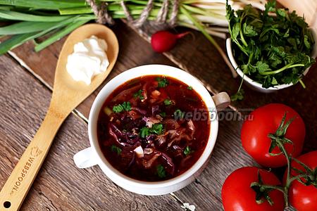 Фото рецепта Борщ с молодым чесноком