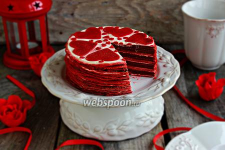 Фото рецепта Блинный торт «Red Velvet»