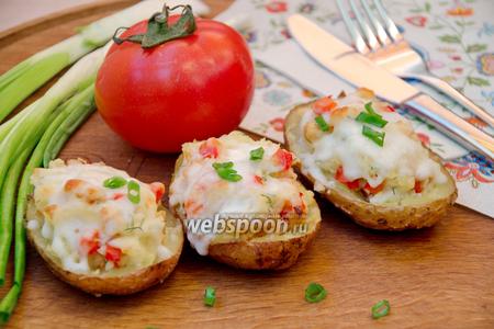 Фото рецепта Картофельные лодочки с копчёной курицей