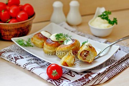 Фото рецепта Пельмени двулепные жареные