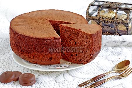 Фото рецепта Шоколадный бисквит со сгущёнкой и шоколадной пастой