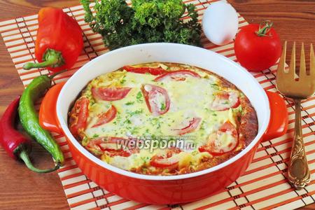 Фото рецепта Омлет с рыбой в духовке