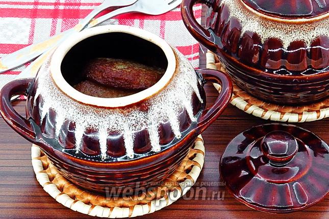 Фото Картофельные оладьи с мясом в горшочках