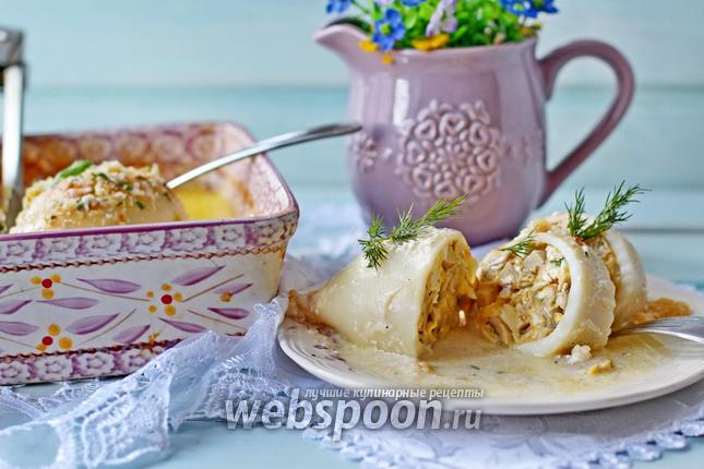 Фото Фаршированные кальмары с грибами и сыром