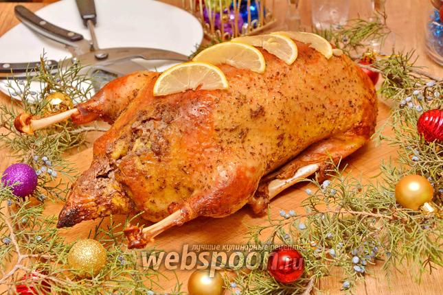 Фото Запечённая утка с гречкой и яблоками