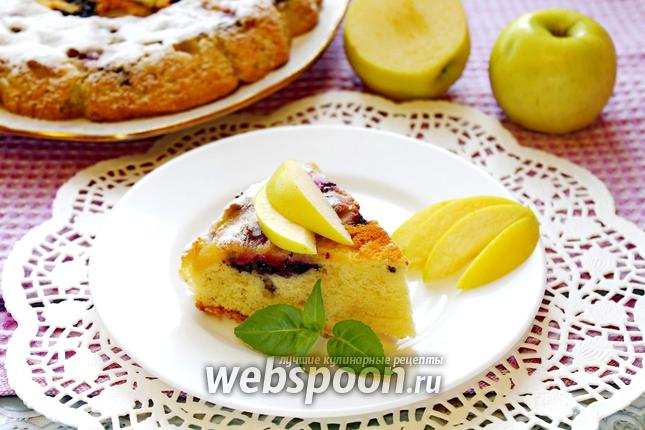 Фото Шарлотка с черникой и яблоком