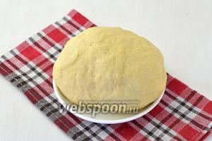 Тесто должно получиться нежным, поэтому количество муки регулируйте самостоятельно. Оставить тесто под полотенцем на 30 минут.