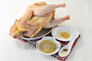 Для работы нам понадобится курица, желатин быстрорастворимый, соль, перец, сухой молотый чеснок.