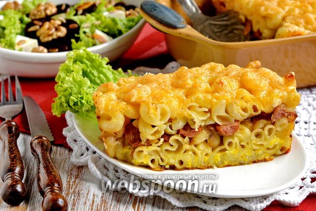 Фото Запеканка из макарон с сосисками