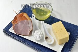 Чтобы приготовить несладкие закусочные маффины, нам понадобятся белки, соль, Голландский сыр, крахмал, ветчина, сливочное масло.