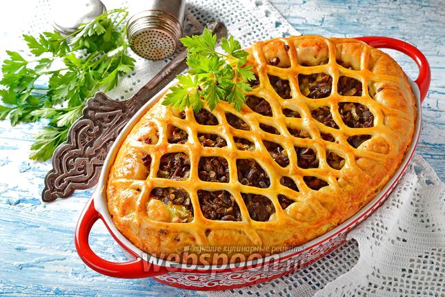 Фото Пирог с куриными сердечками