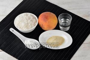 Для работы нам понадобятся спелые и ароматные персики, сахар, кукурузный крахмал, вода, желатин.