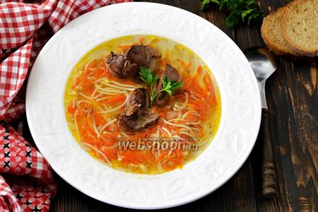 Фото рецепта Суп с куриной печенью
