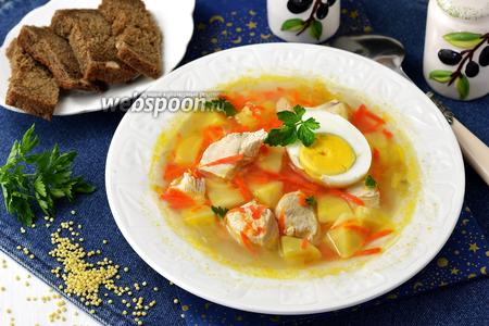 Фото рецепта Суп пшенный с яйцом