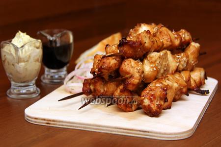 Фото рецепта Шашлык из филе курицы в духовке