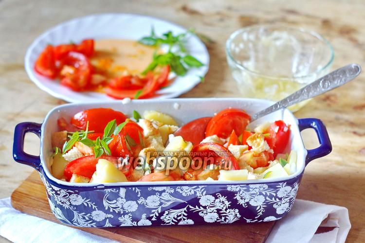 Фото Салат с помидорами и гренками
