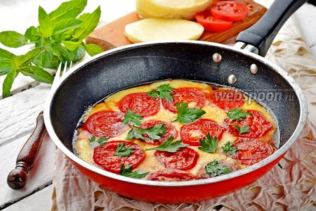 Фото рецепта Жареный сулугуни с помидорами