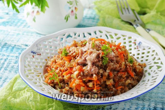 Фото Гречка с тушёнкой в мультиварке
