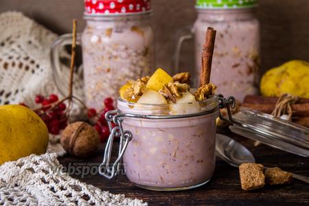 Фото рецепта Ленивая овсянка с грушей и орехами