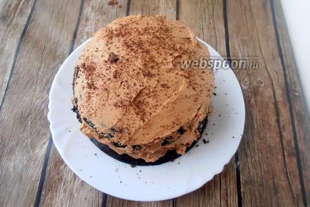 Фото рецепта Шоколадный блинный торт с кремом кето Шарлотт