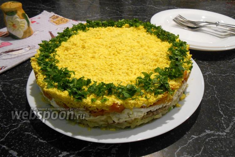 Фото Салат «Мимоза» с сардиной и плавленым сыром