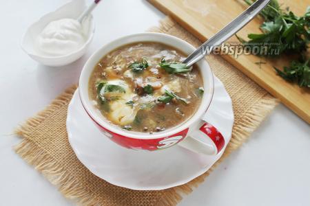 Суп из сушеных белых грибов с перловкой