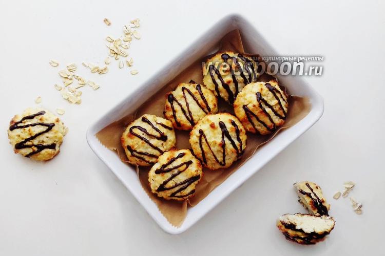 Фото Творожно-кокосовое печенье с шоколадной глазурью