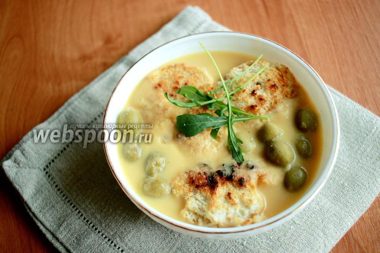 Фото Гороховый суп-пюре с оливками